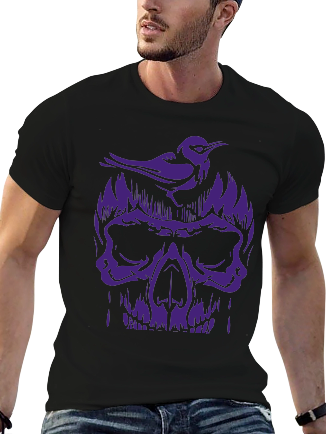 Skull & Bird Graphic Tee - Mens Black T-Shirt