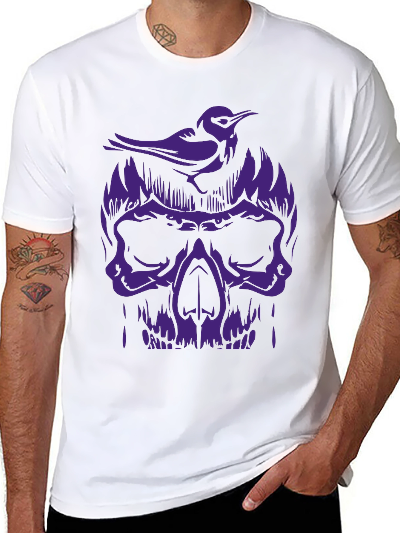 Skull & Bird Graphic Tee - Mens Black T-Shirt