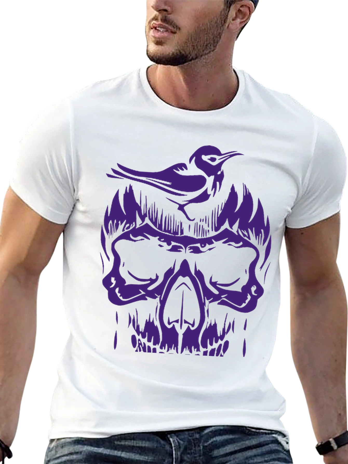 Skull & Bird Graphic Tee - Mens Black T-Shirt