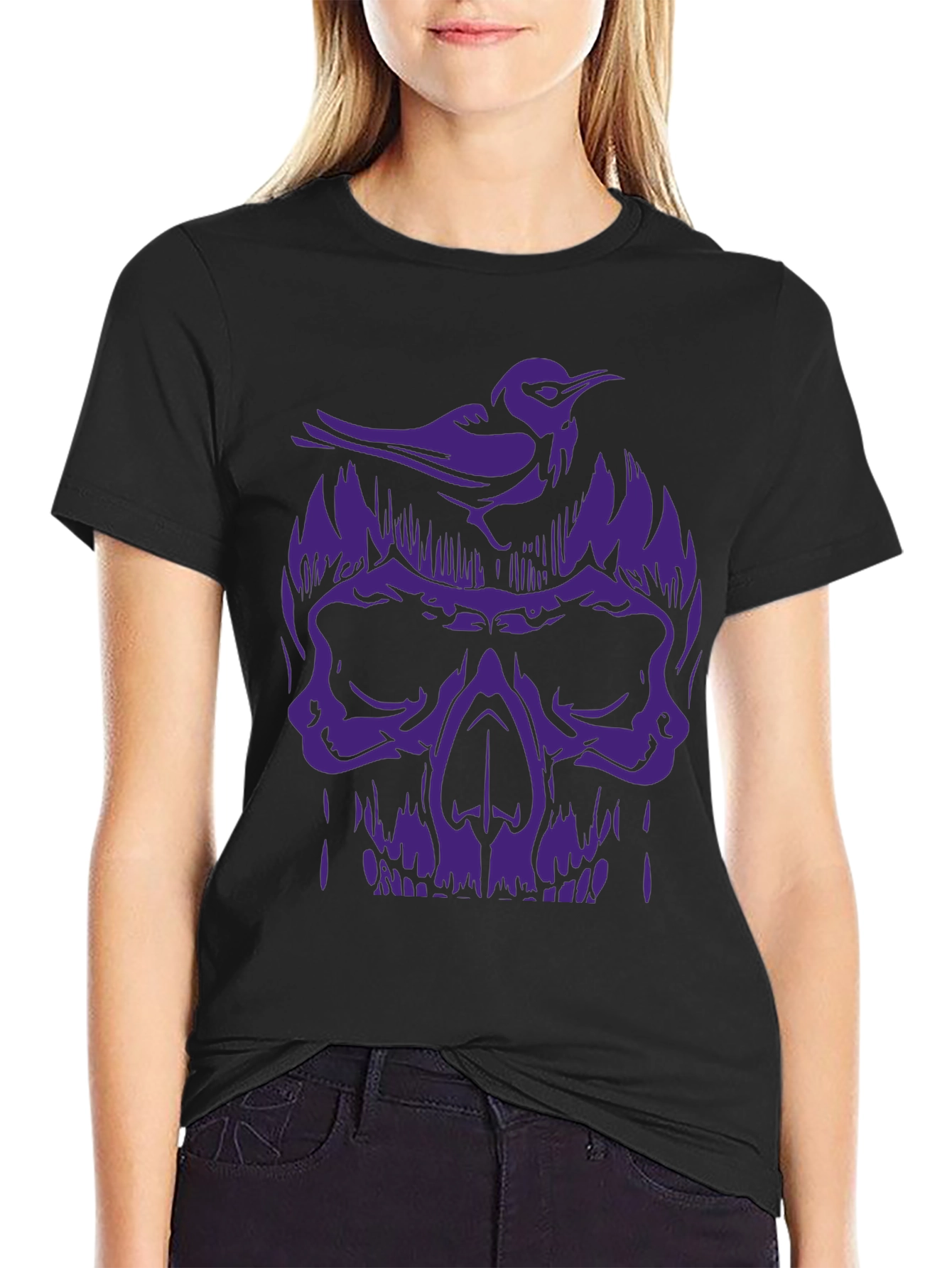 Skull & Bird Graphic Tee - Mens Black T-Shirt