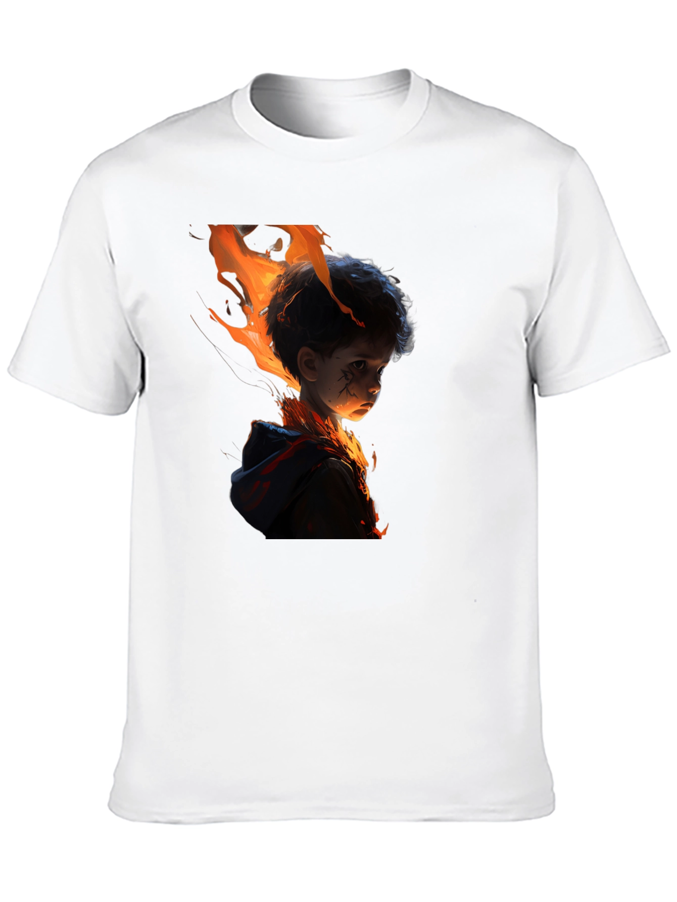 Fiery Child Graphic Print Black T-Shirt