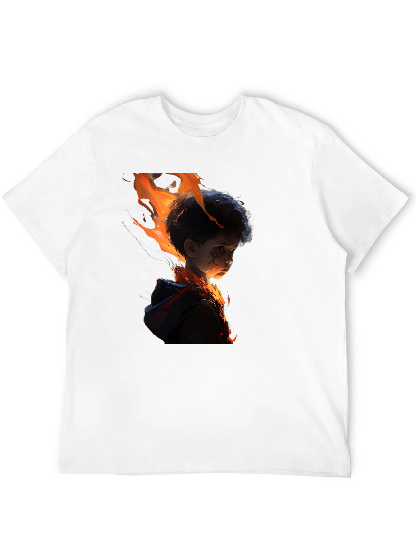 Fiery Child Graphic Print Black T-Shirt