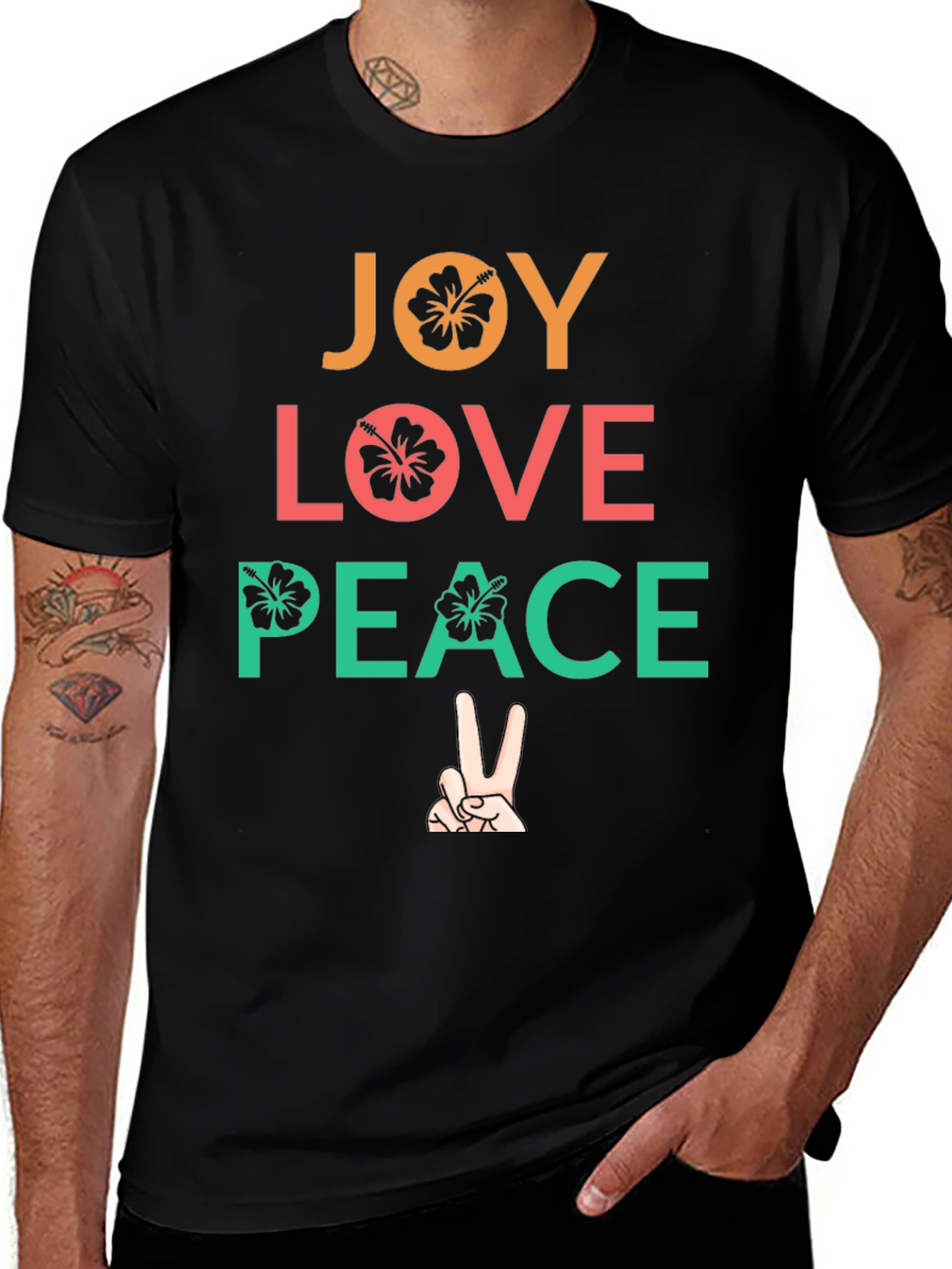 Joy Love Peace Graphic Tee - Positive Vibes T-Shirt