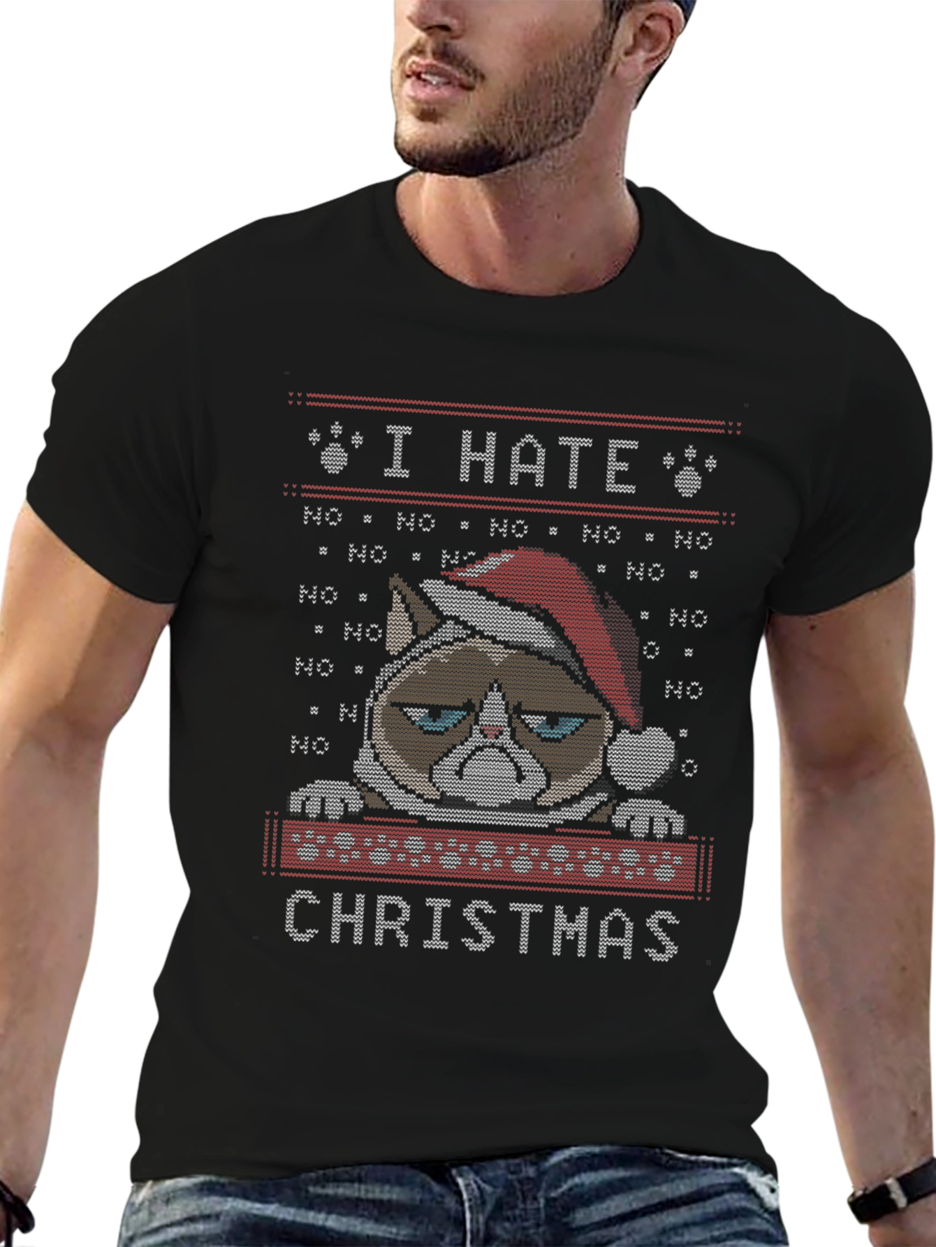 Grumpy Cat I Hate Christmas Ugly Sweater T-Shirt