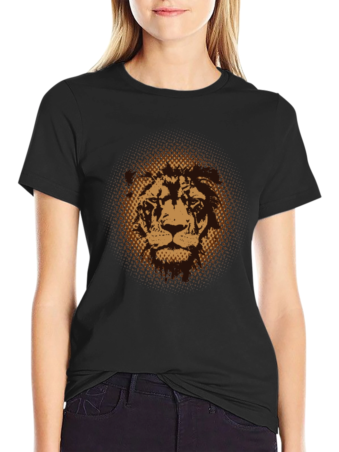 Lion Graphic Print Black T-Shirt