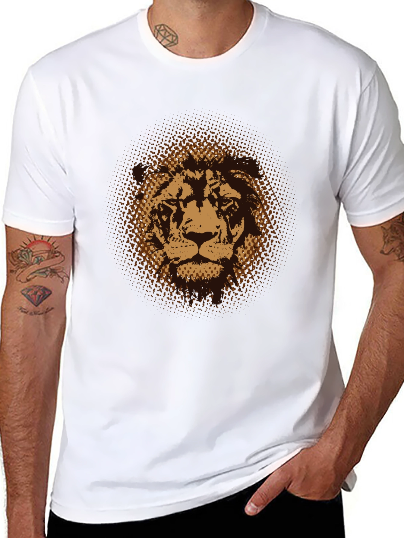 Lion Graphic Print Black T-Shirt