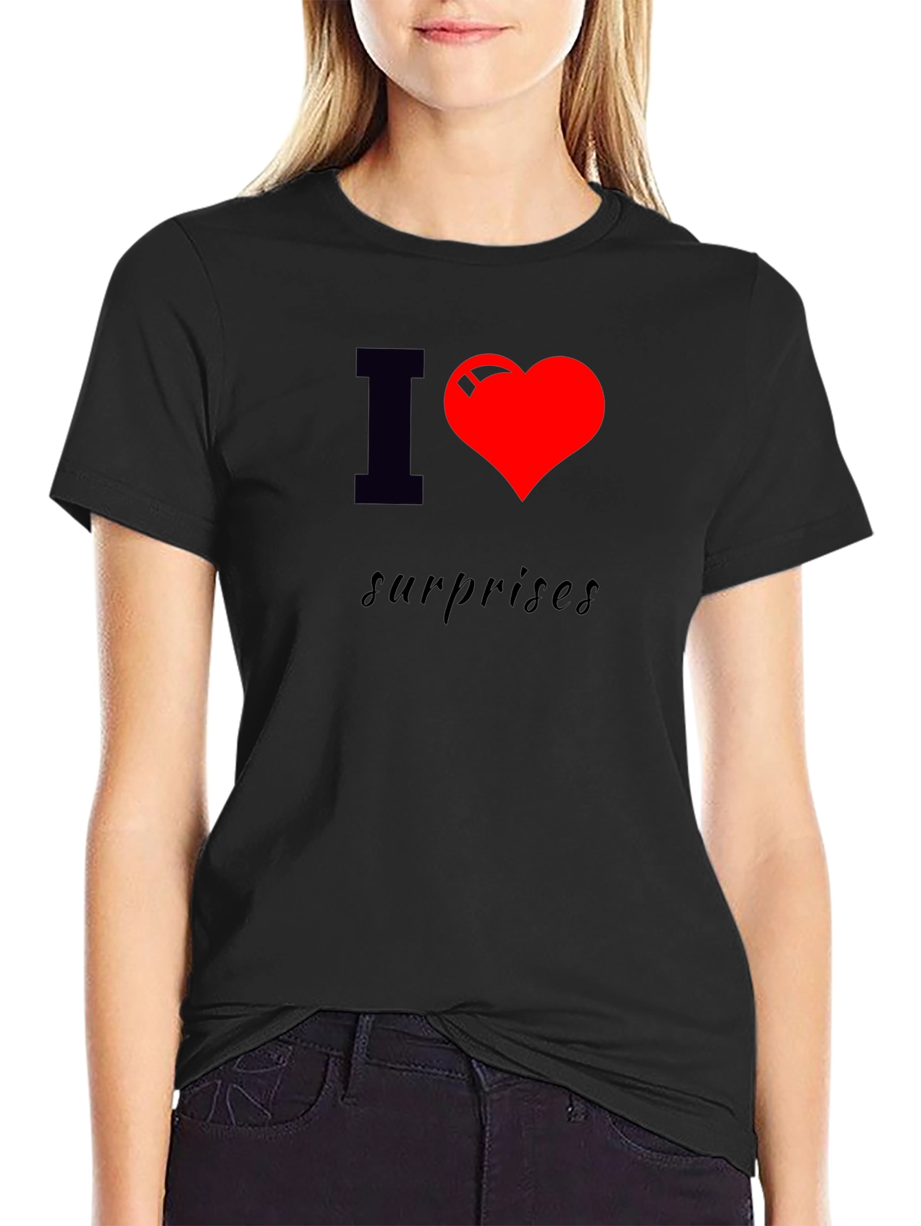 I Heart Surprises Black T-Shirt