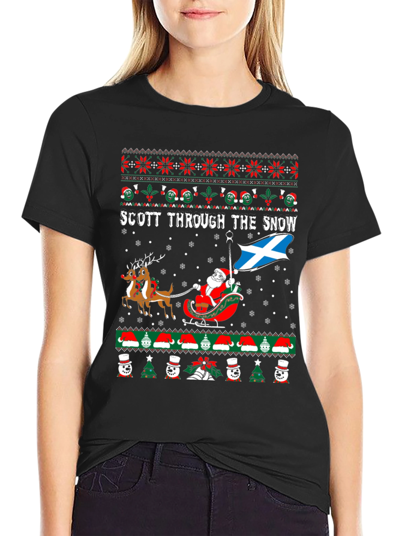 Scott Through the Snow Christmas T-Shirt
