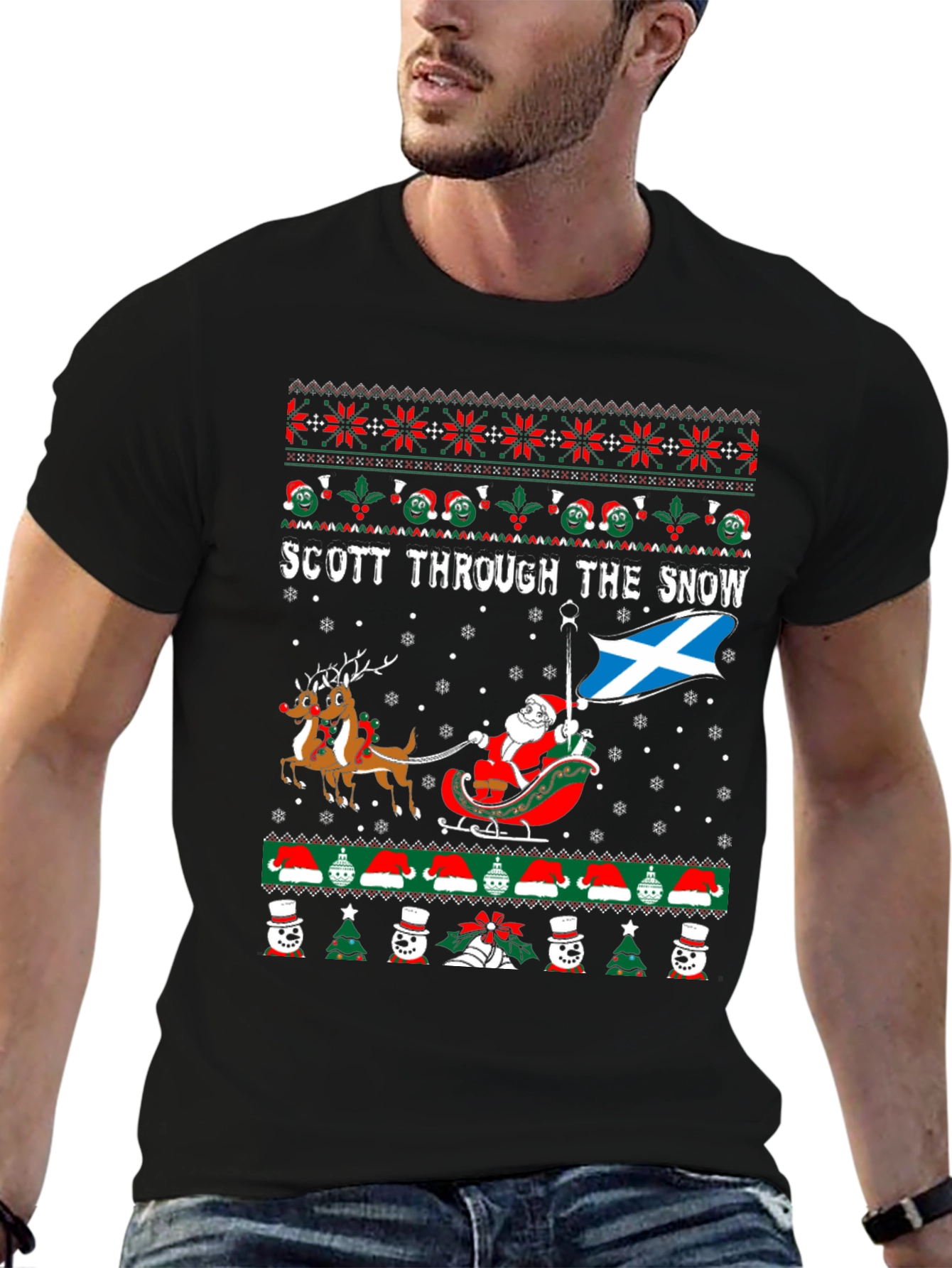 Scott Through the Snow Christmas T-Shirt