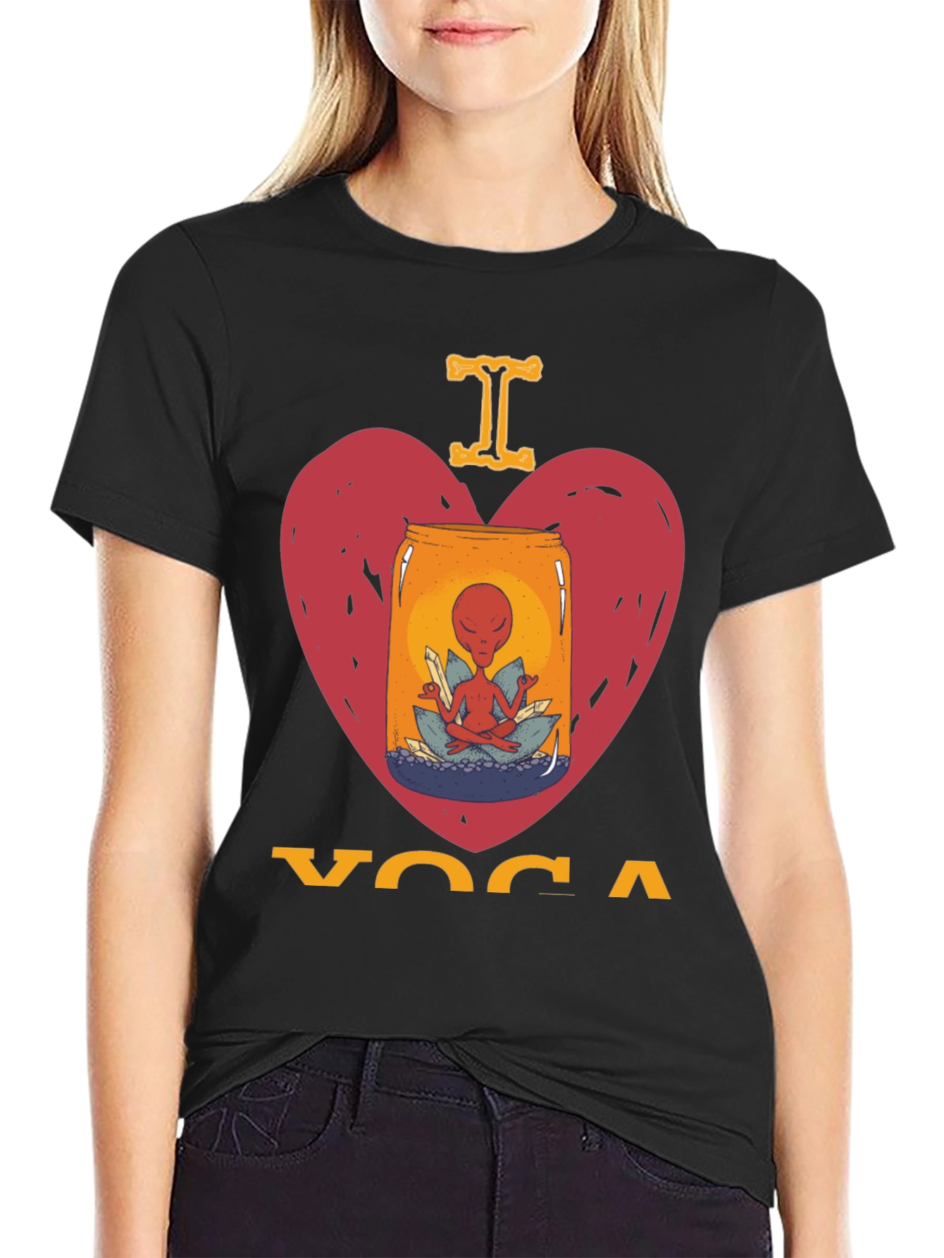 I Love Yoga Alien T-Shirt