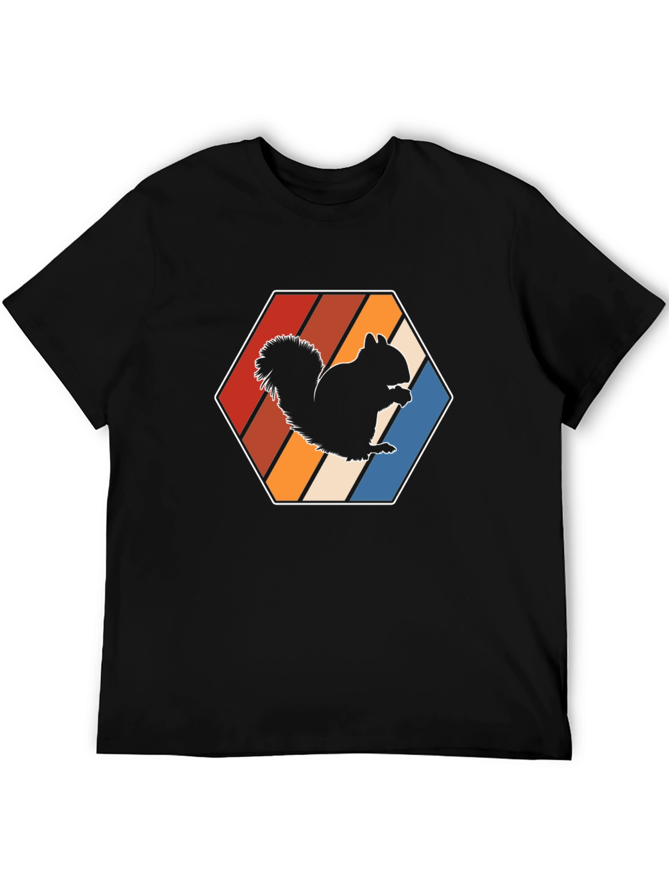 Retro Squirrel Graphic Tee - Black Cotton Blend