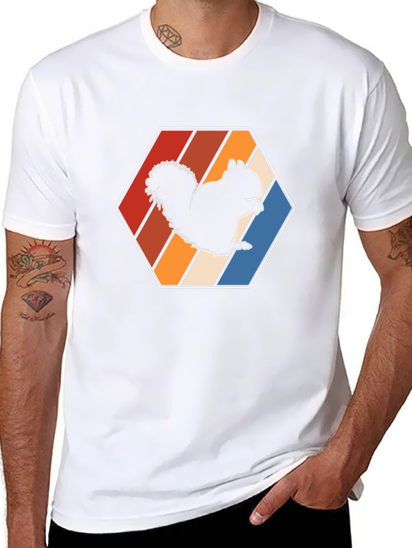 Retro Squirrel Graphic Tee - Black Cotton Blend