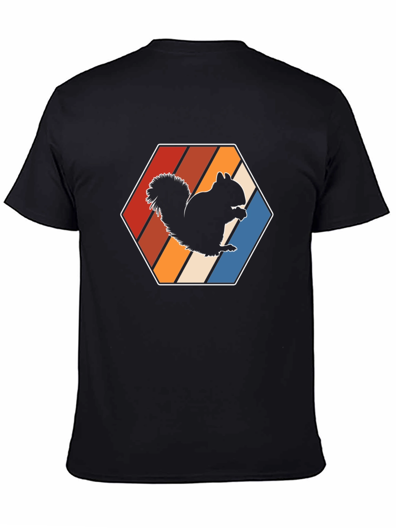Retro Squirrel Graphic Tee - Black Cotton Blend