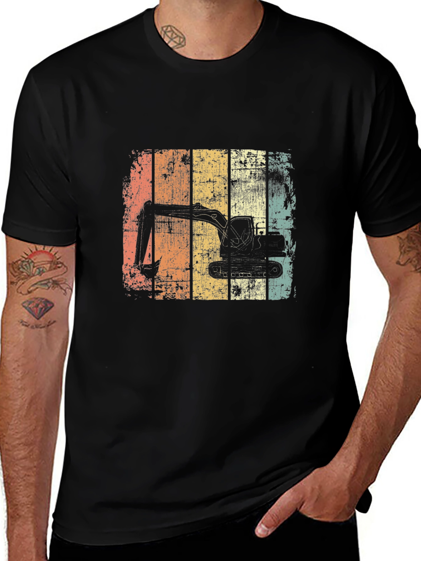 Excavator Retro Graphic T-Shirt