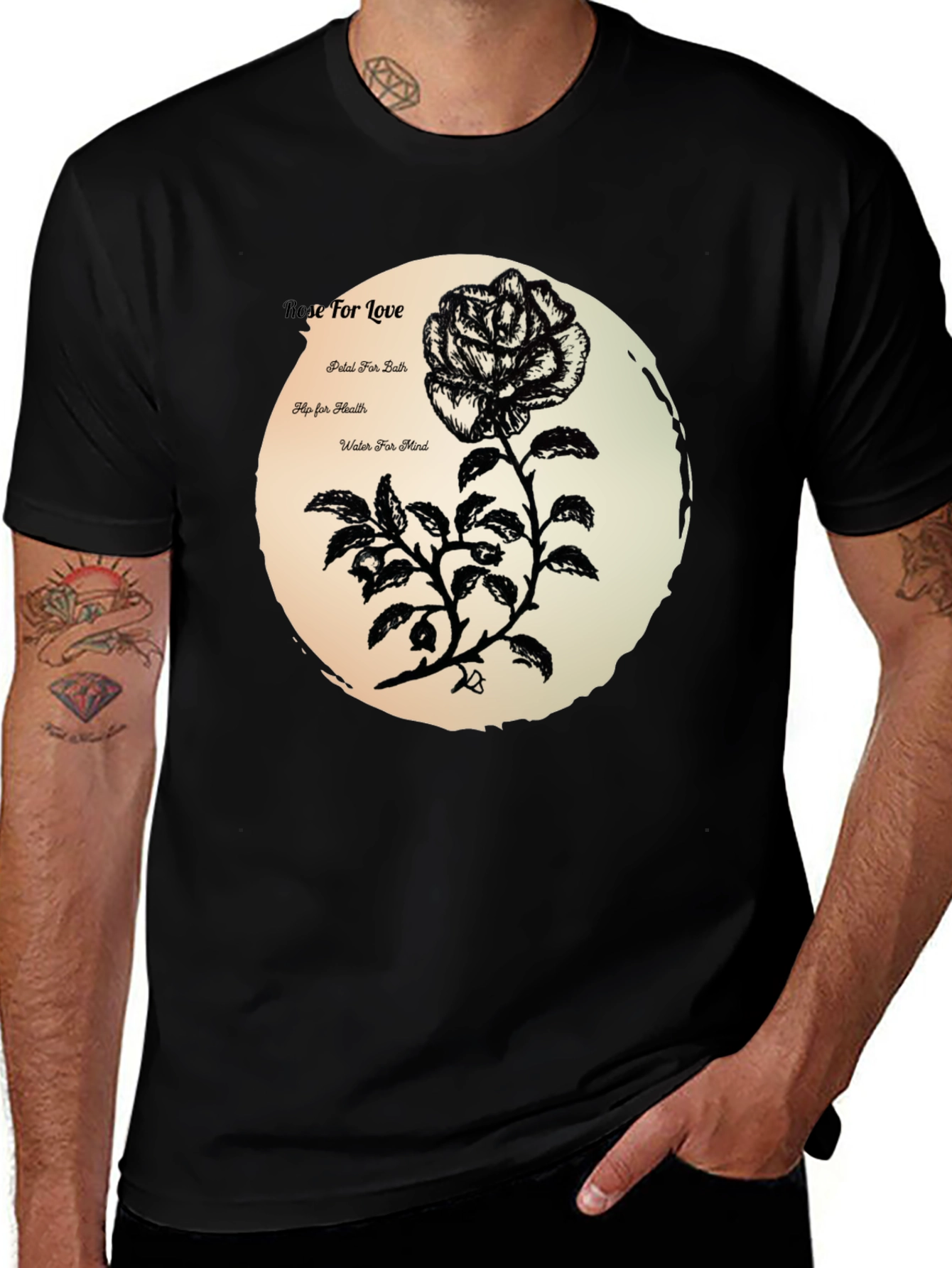 Rose for Love Black Graphic Tee