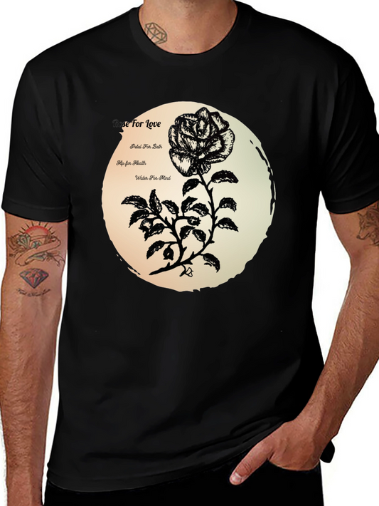 Rose for Love Black Graphic Tee