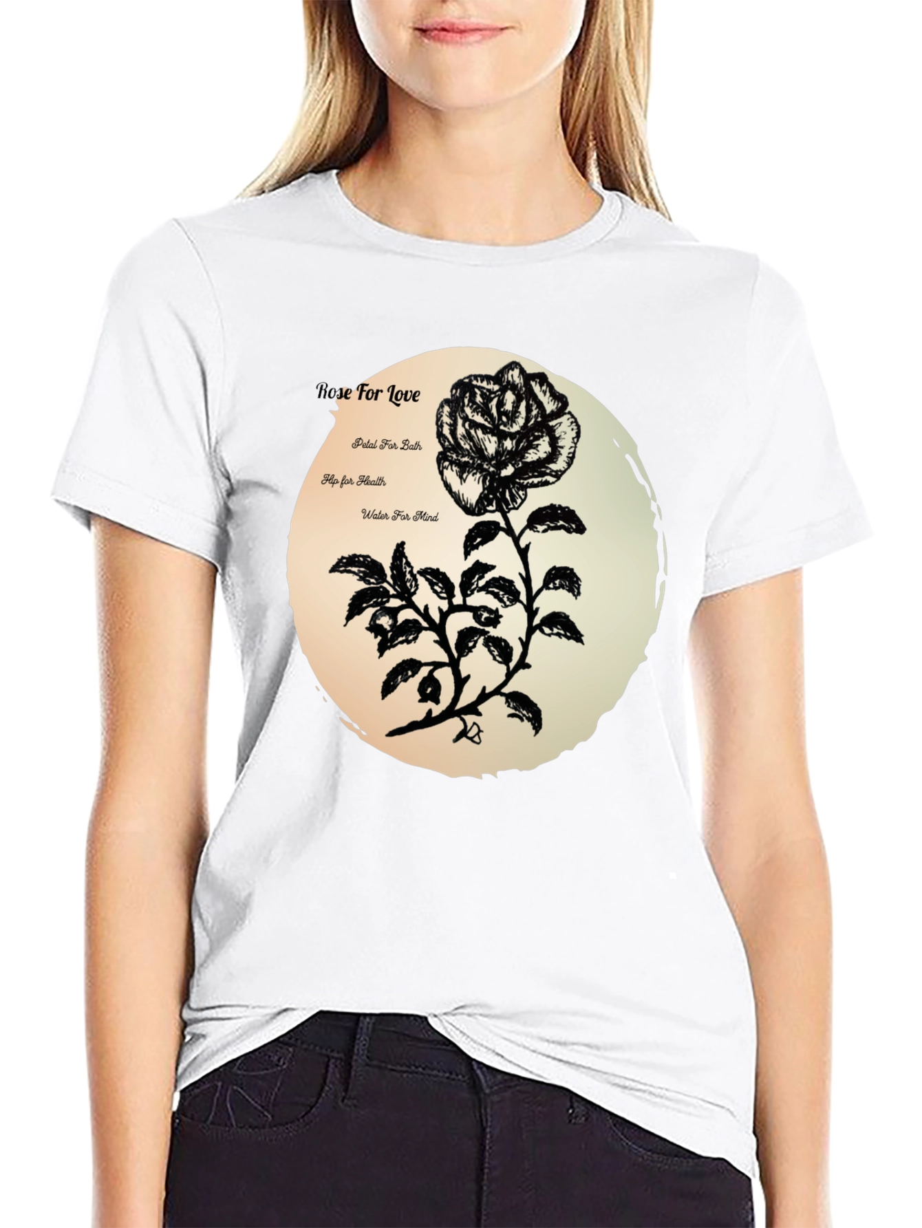 Rose for Love Black Graphic Tee