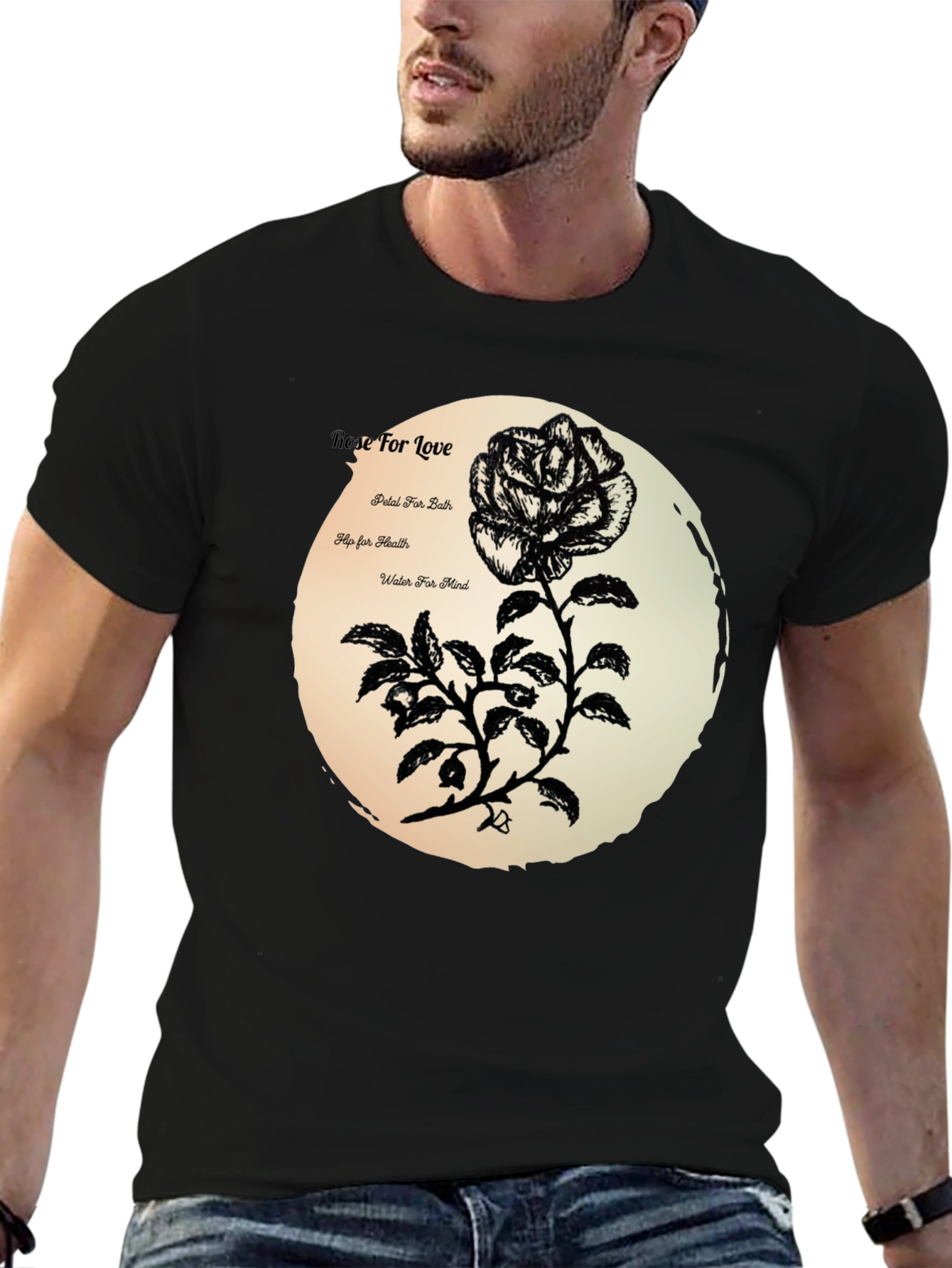 Rose for Love Black Graphic Tee