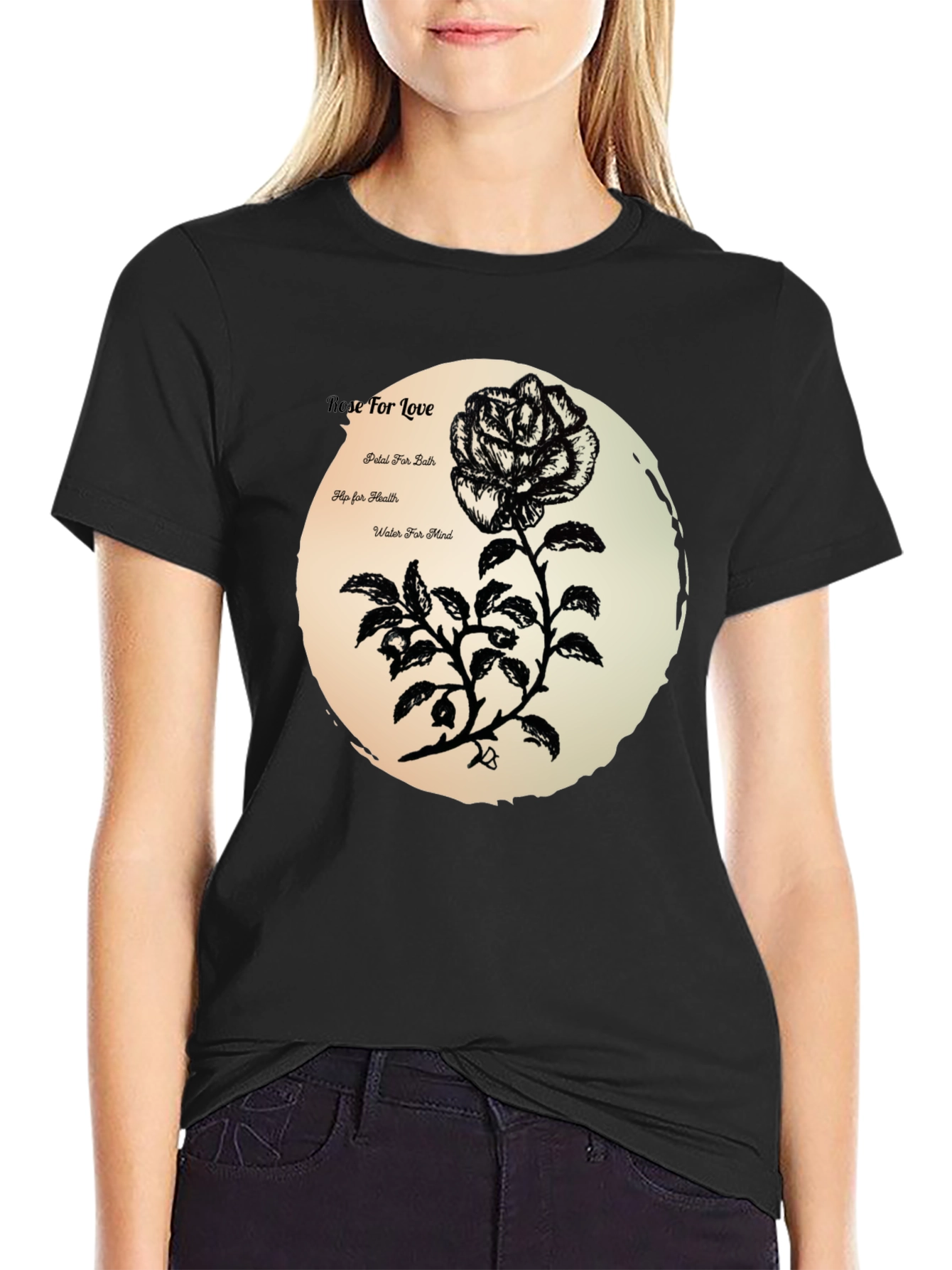 Rose for Love Black Graphic Tee