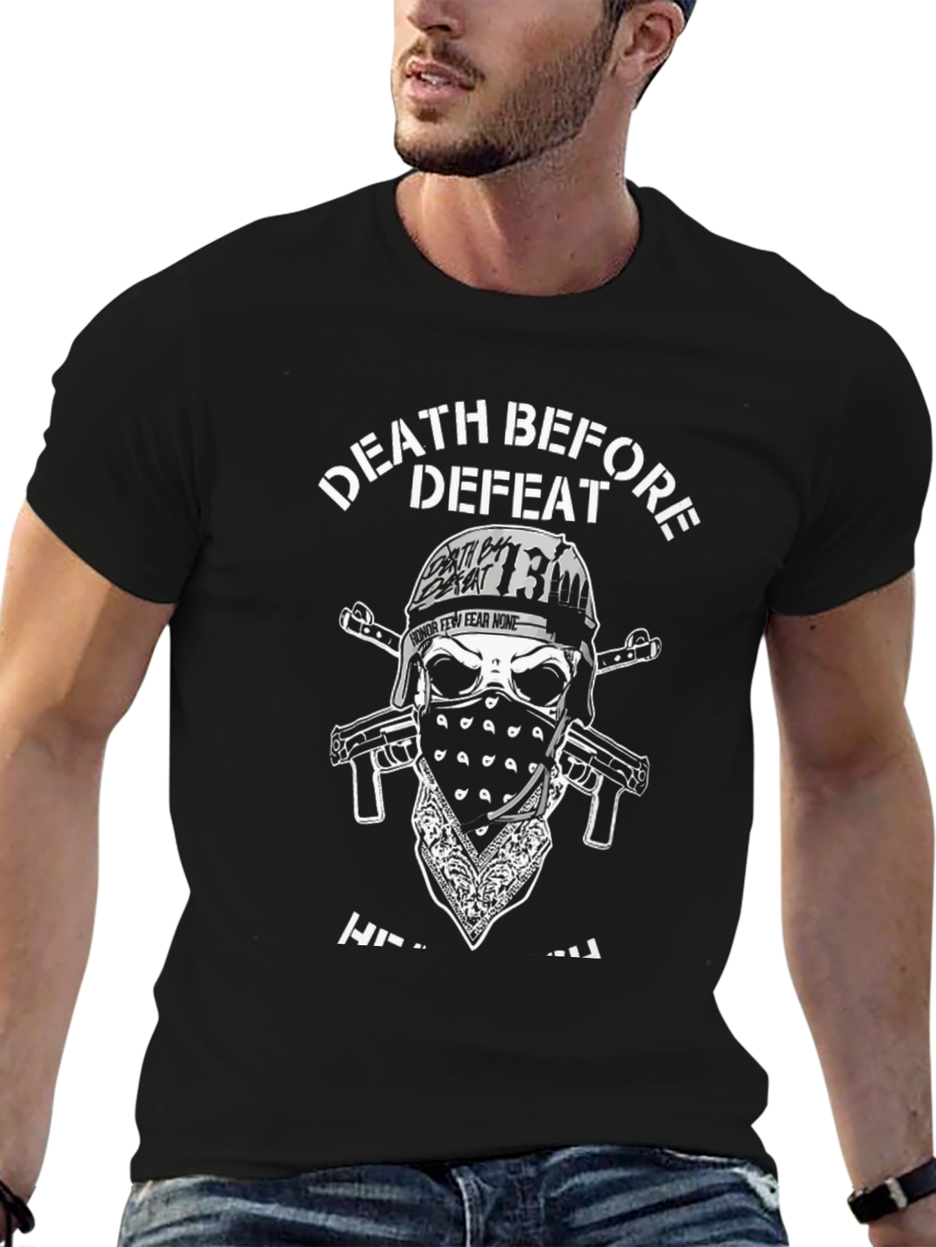 Death Before Defeat Skull Graphic Tee