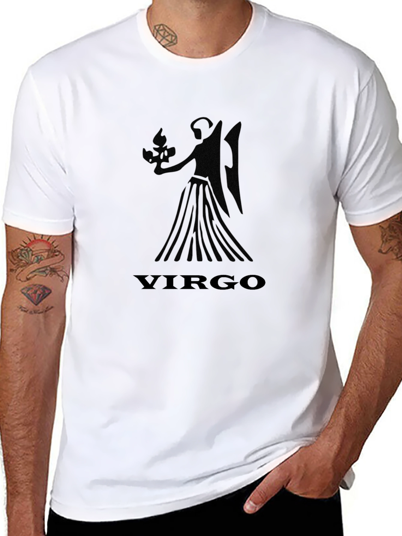 Virgo Zodiac Sign Black Graphic T-Shirt