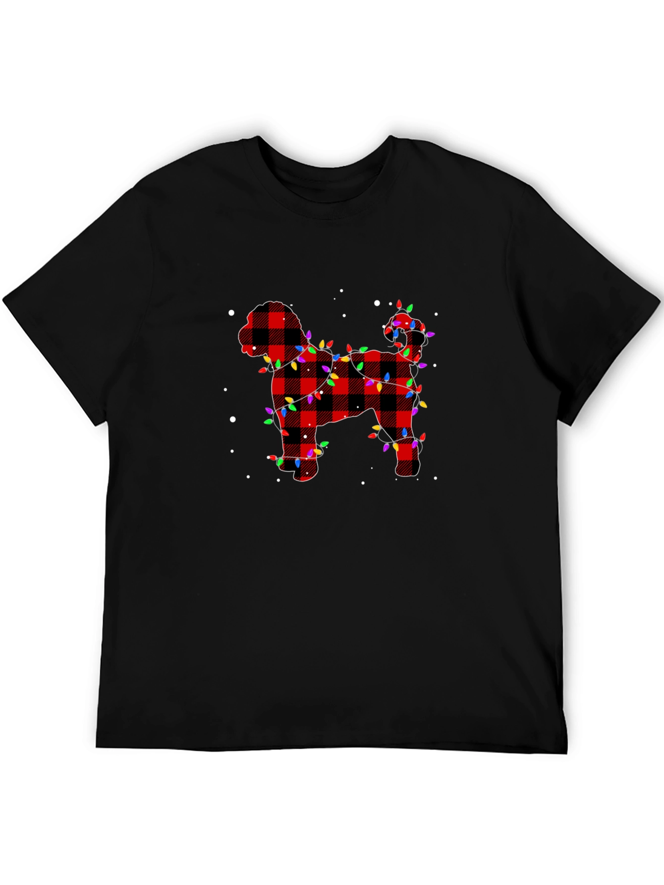 Plaid Dog Christmas Lights Mens T-Shirt
