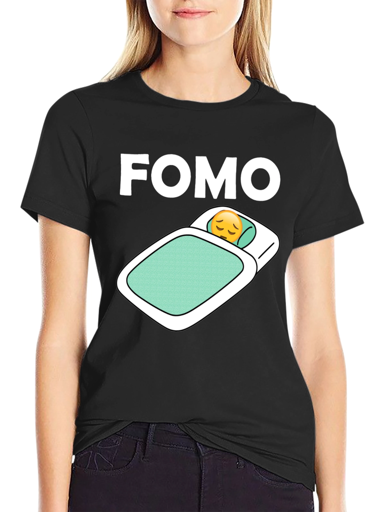 FOMO Emoji T-Shirt - Trendy Black Cotton Tee