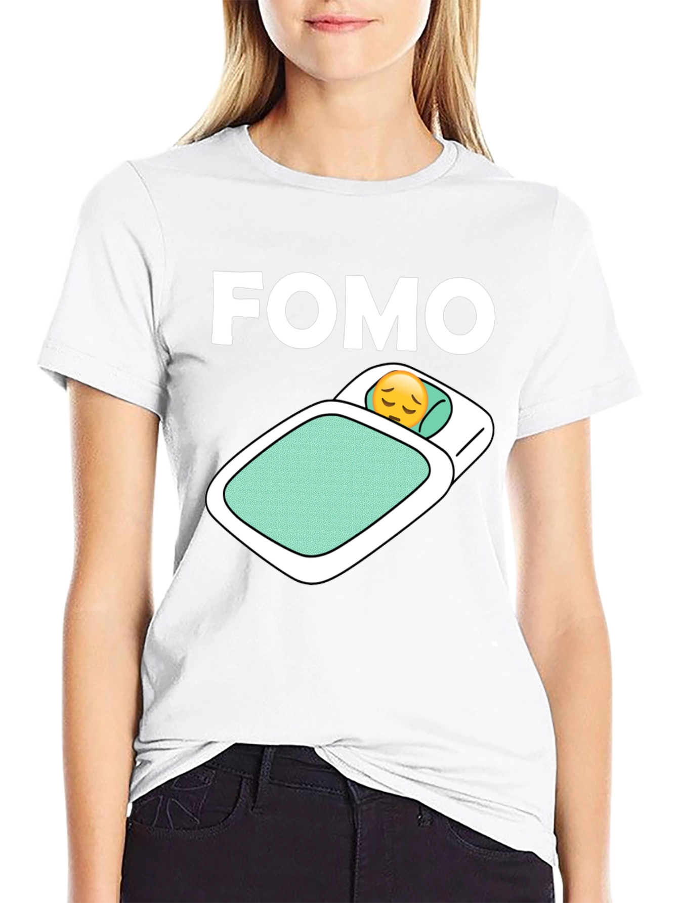 FOMO Emoji T-Shirt - Trendy Black Cotton Tee