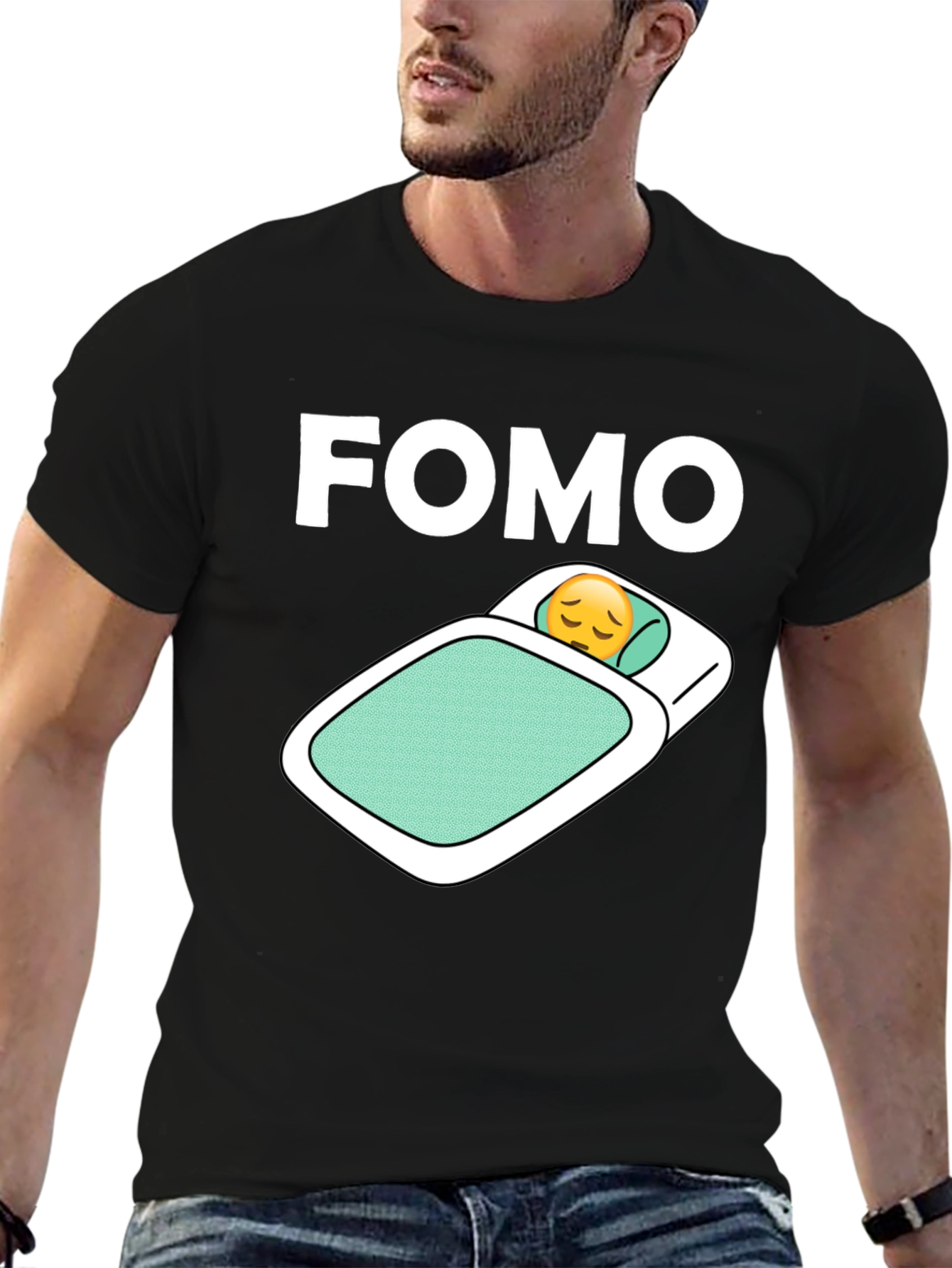 FOMO Emoji T-Shirt - Trendy Black Cotton Tee