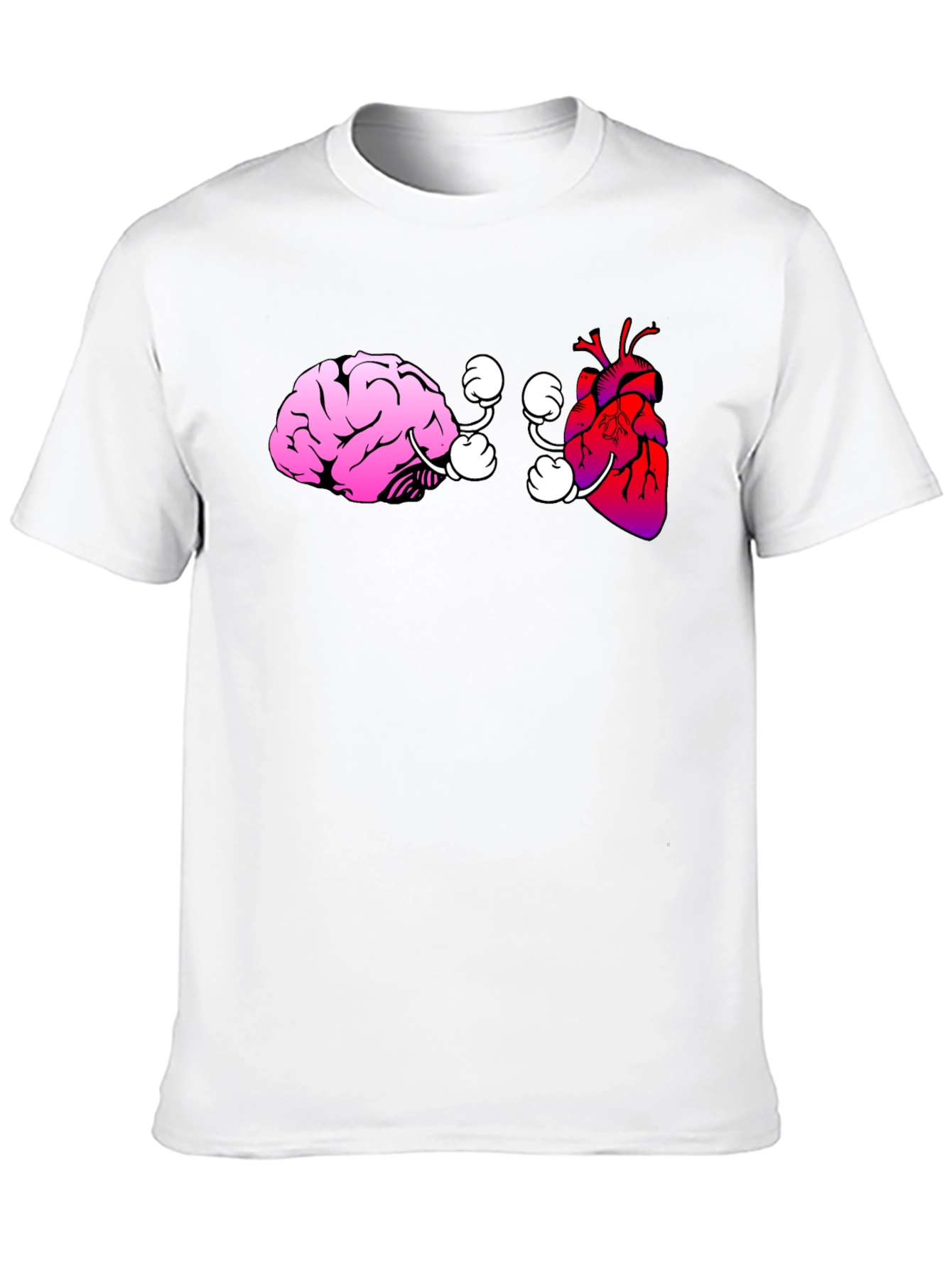 Brain vs. Heart Graphic Tee - Black Cotton T-Shirt