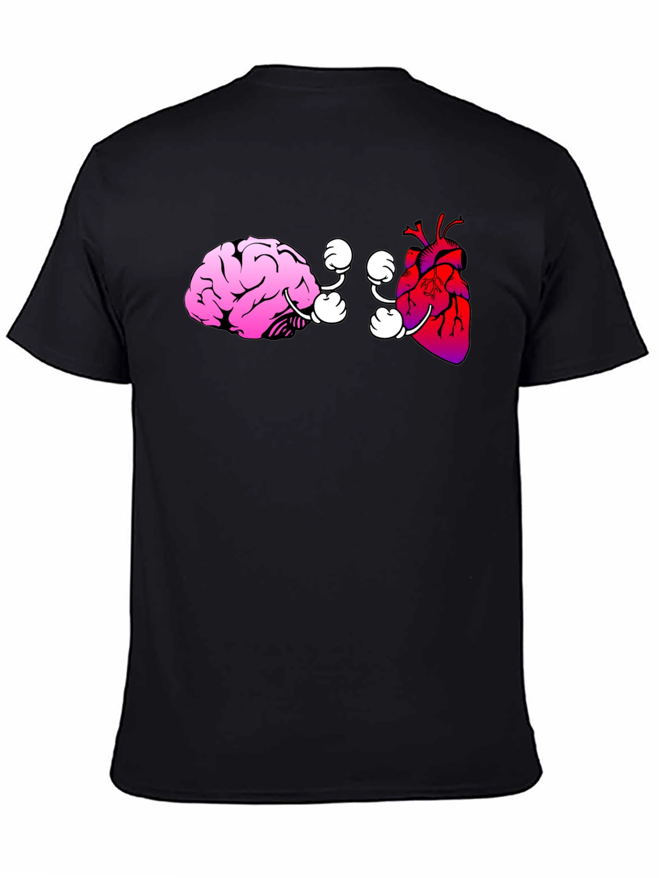 Brain vs. Heart Graphic Tee - Black Cotton T-Shirt