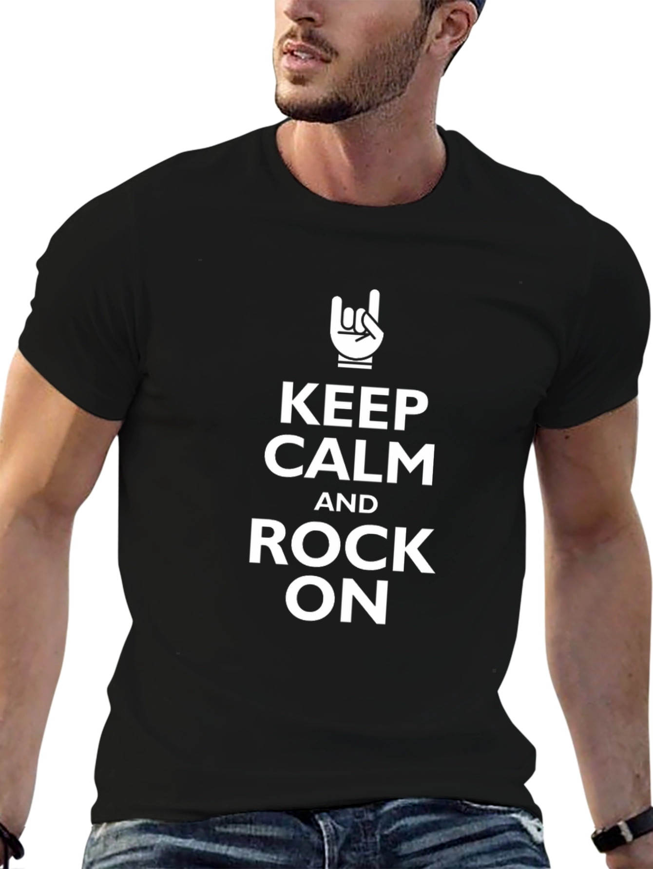 Keep Calm and Rock On Graphic Tee - Black