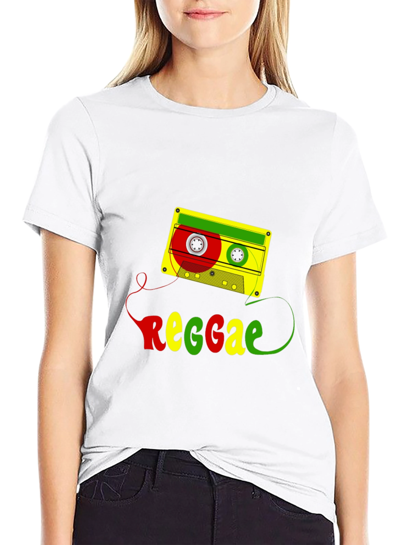 Reggae Cassette Tape Graphic Tee - Black Cotton Blend