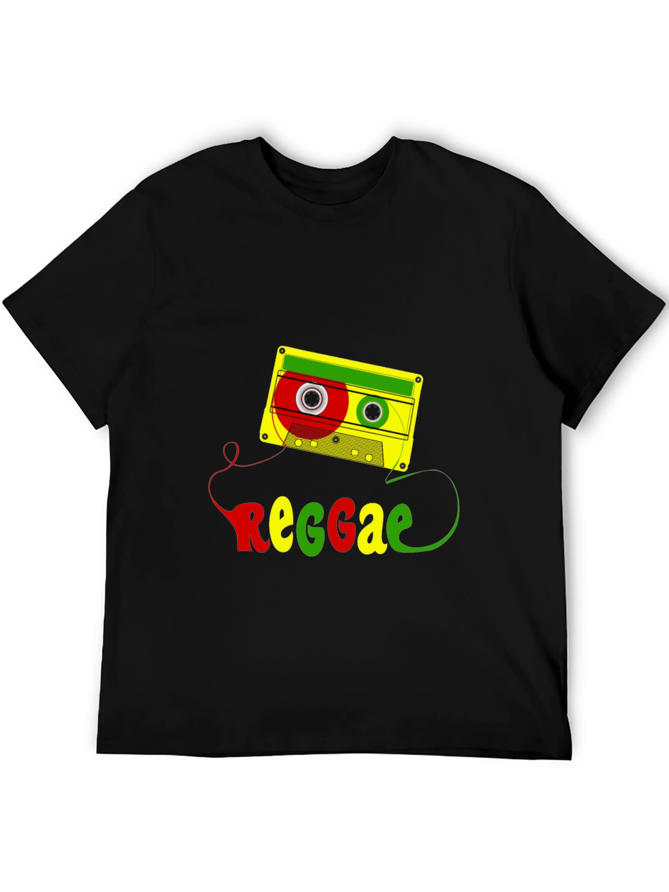 Reggae Cassette Tape Graphic Tee - Black Cotton Blend