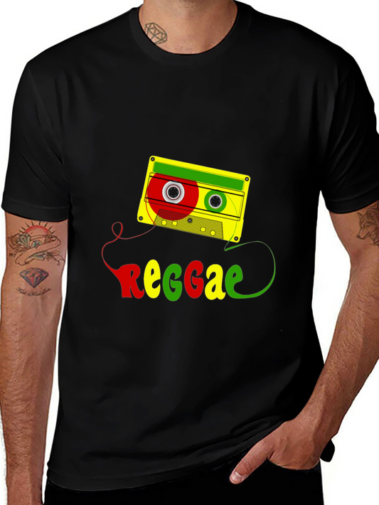 Reggae Cassette Tape Graphic Tee - Black Cotton Blend