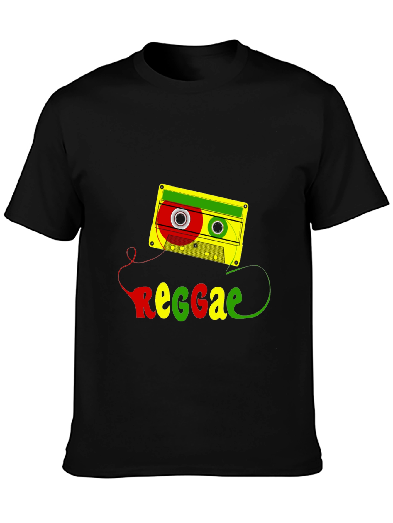 Reggae Cassette Tape Graphic Tee - Black Cotton Blend