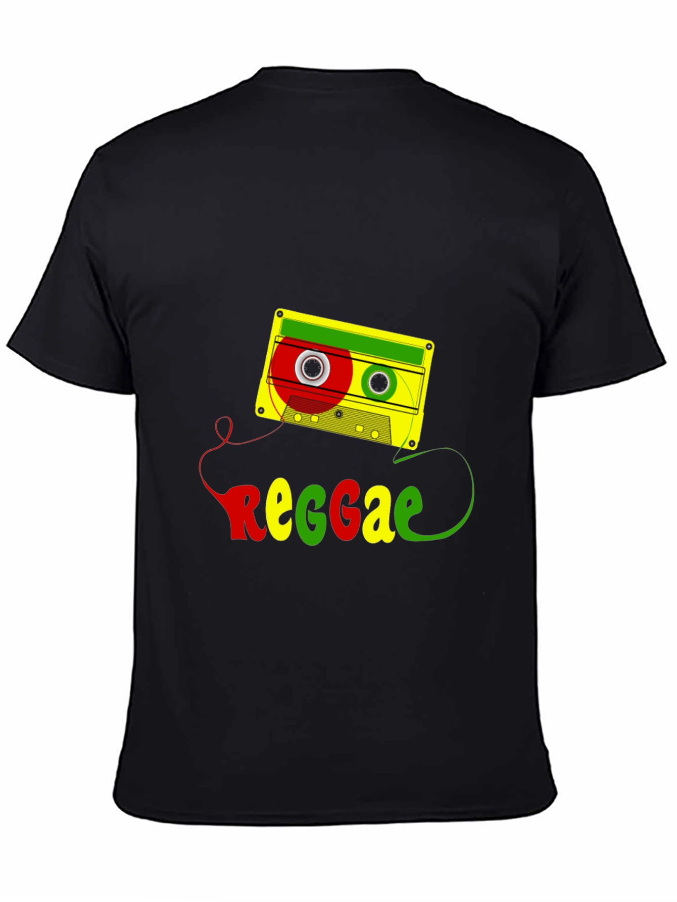 Reggae Cassette Tape Graphic Tee - Black Cotton Blend