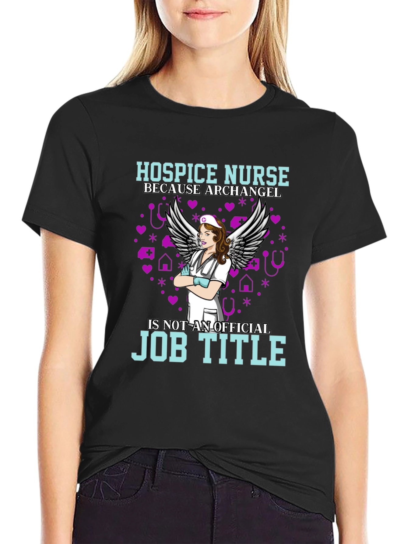 Hospice Nurse Angel Job Title T-Shirt