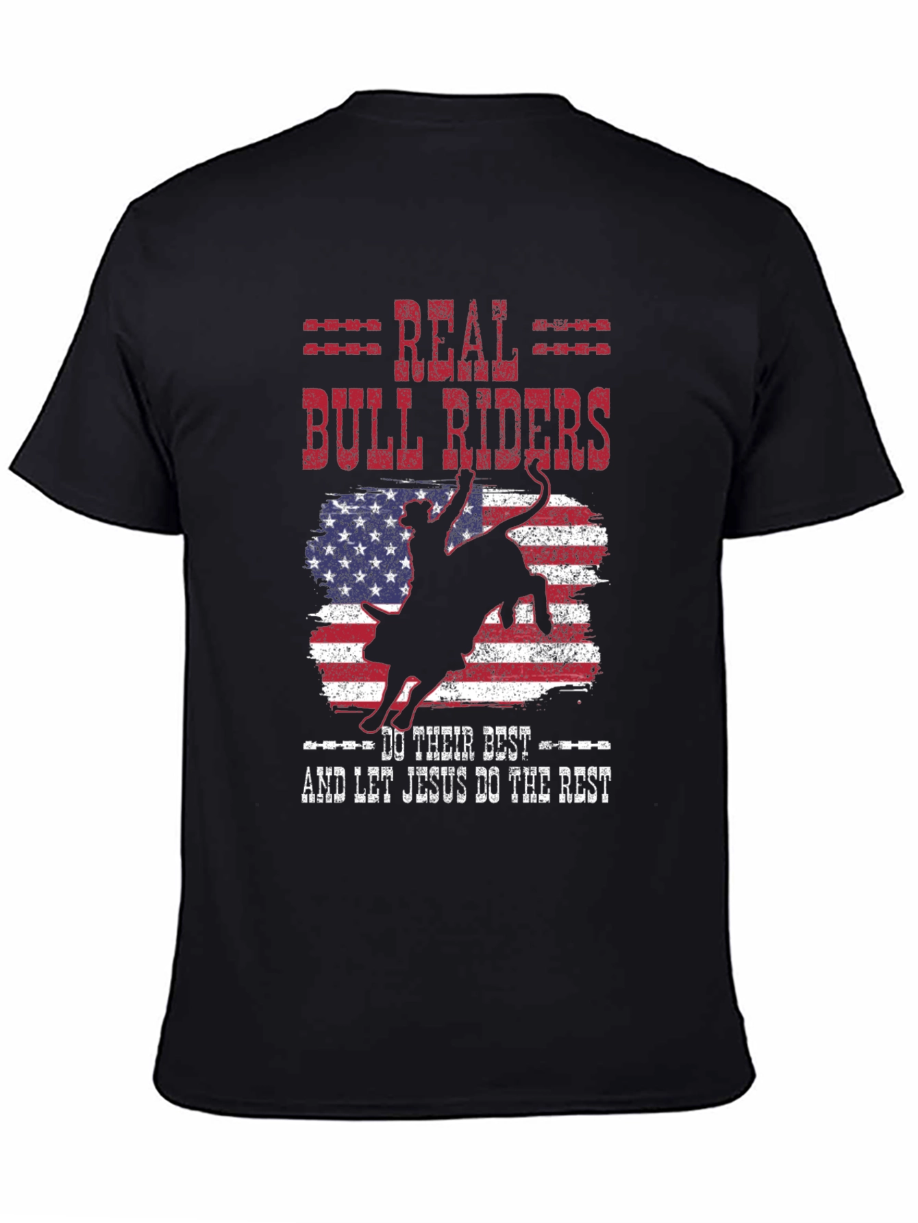 Real Bull Riders Graphic Tee - Patriotic Rodeo Shirt
