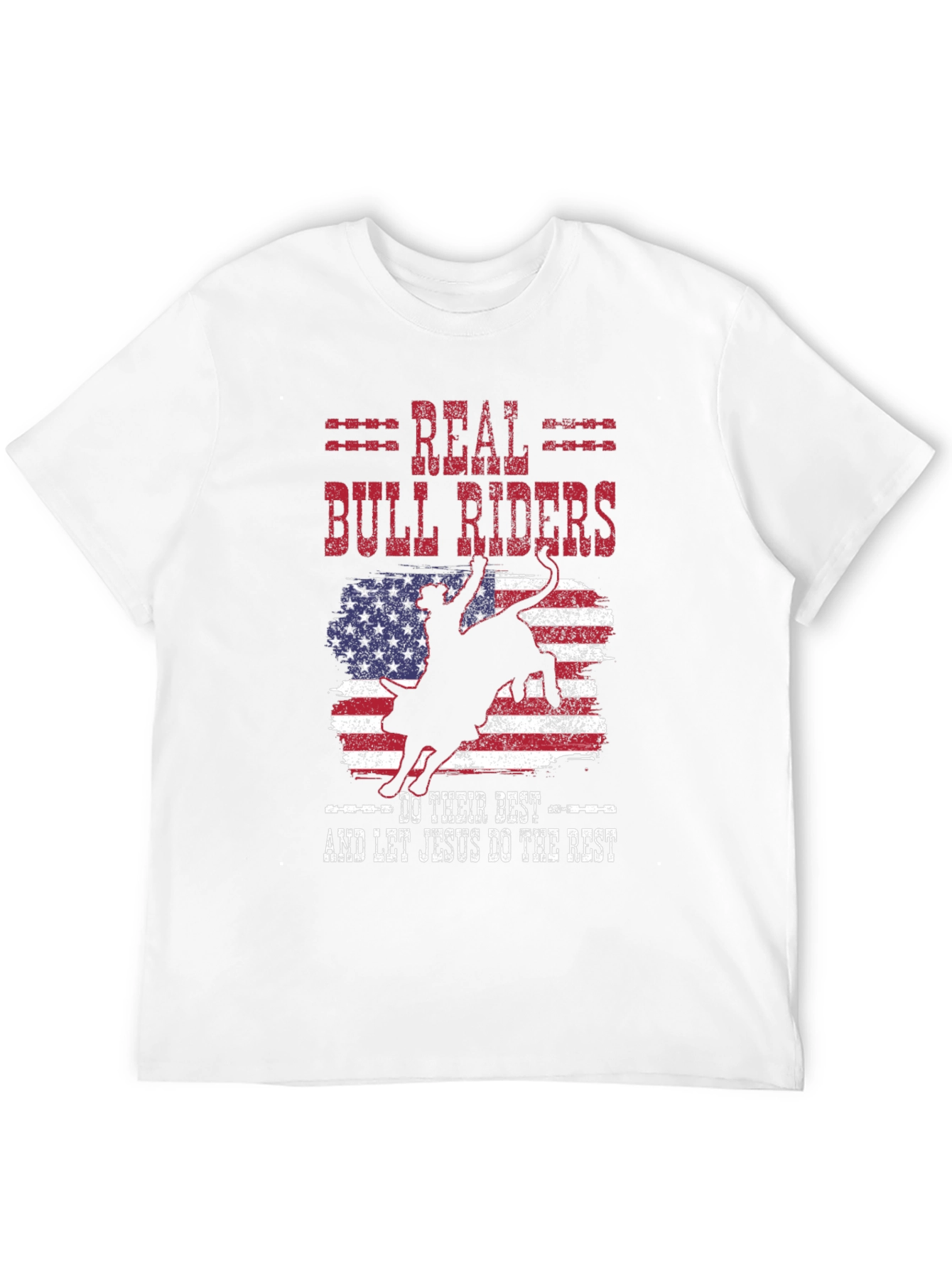 Real Bull Riders Graphic Tee - Patriotic Rodeo Shirt