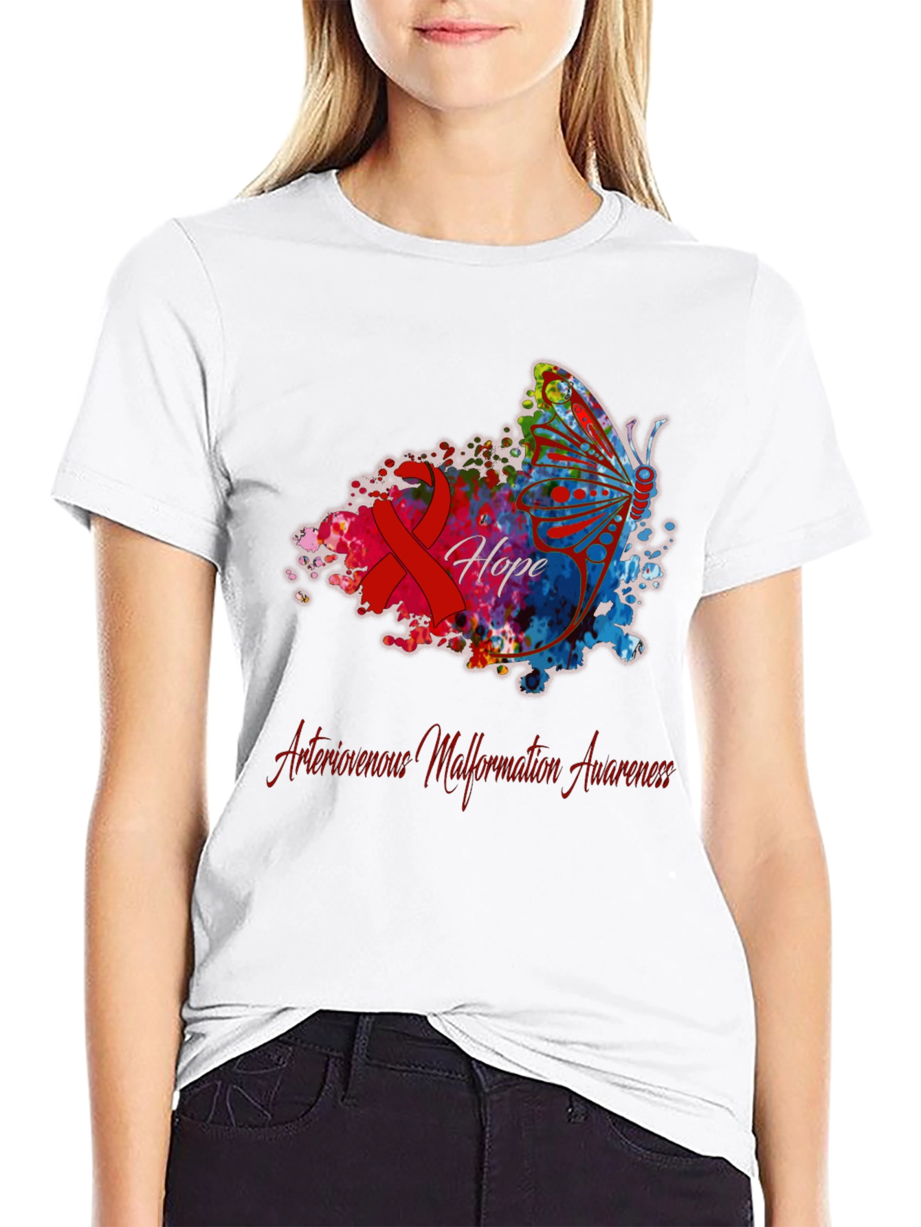 Arteriovenous Malformation Awareness Butterfly T-Shirt