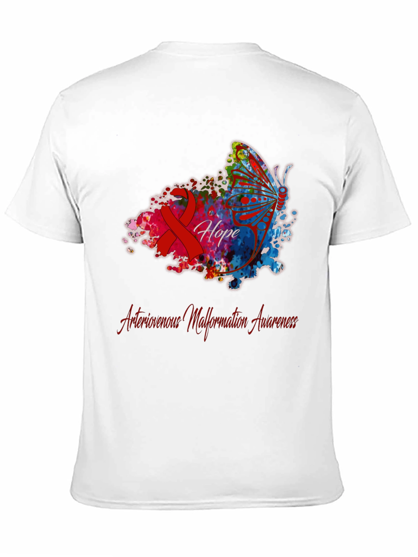 Arteriovenous Malformation Awareness Butterfly T-Shirt