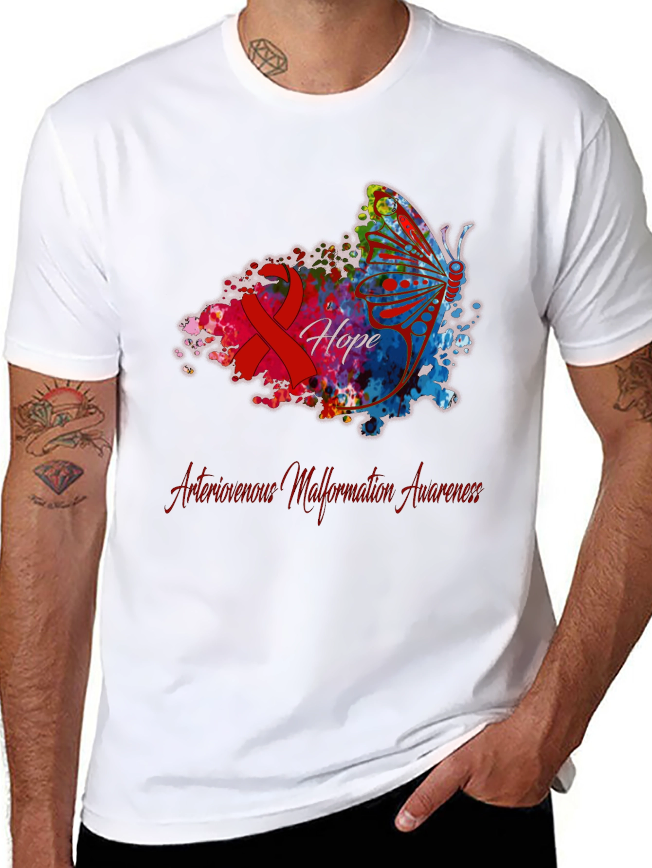 Arteriovenous Malformation Awareness Butterfly T-Shirt