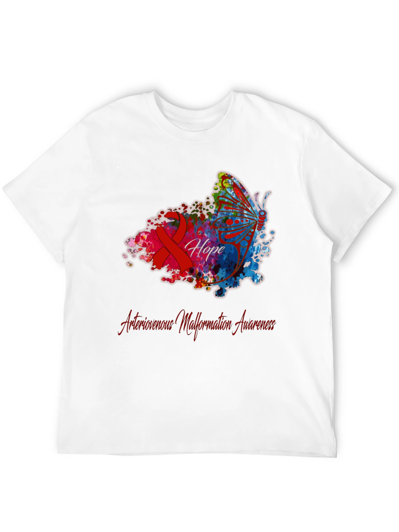 Arteriovenous Malformation Awareness Butterfly T-Shirt