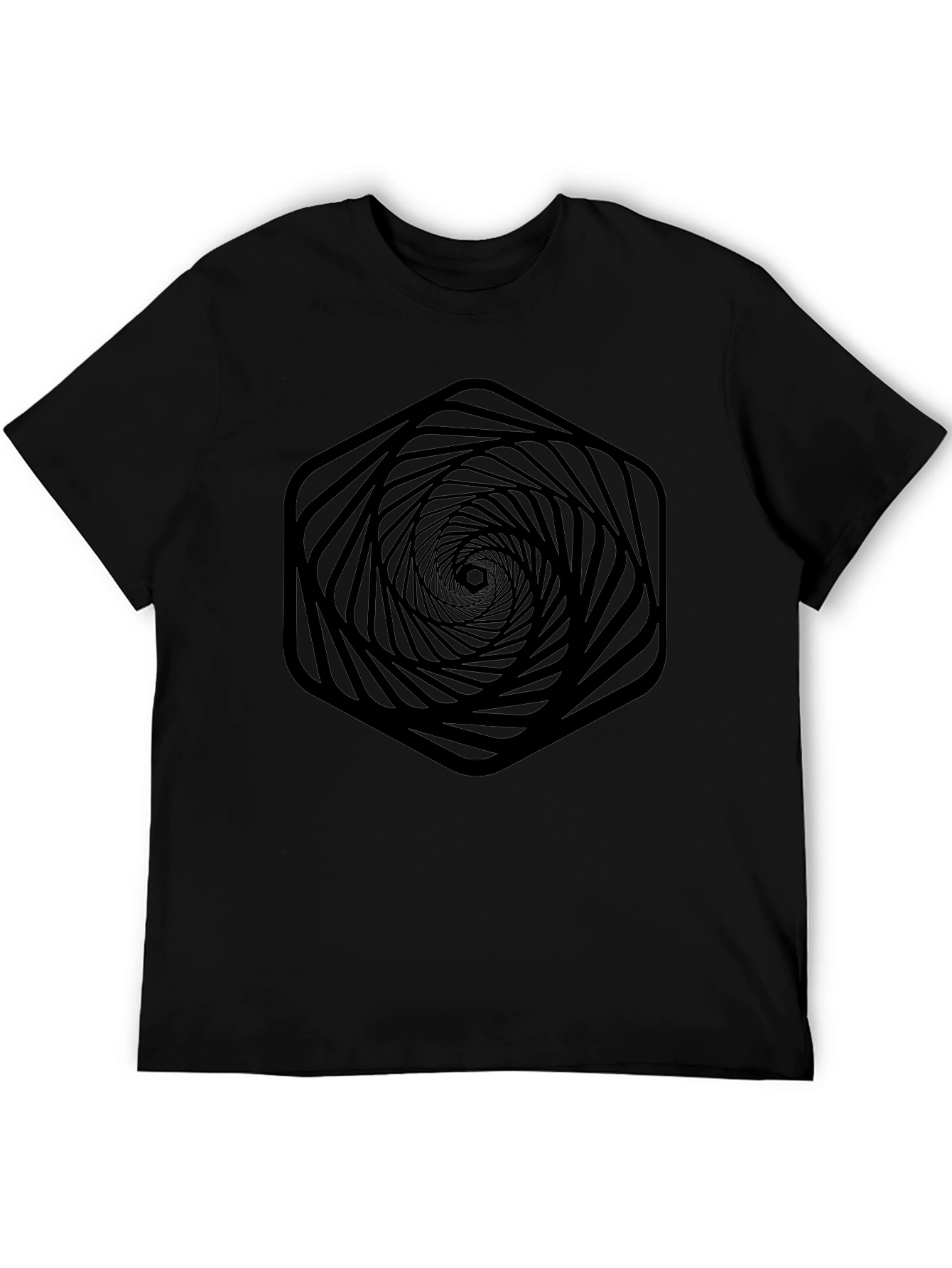 Abstract Hexagon Vortex Graphic T-Shirt