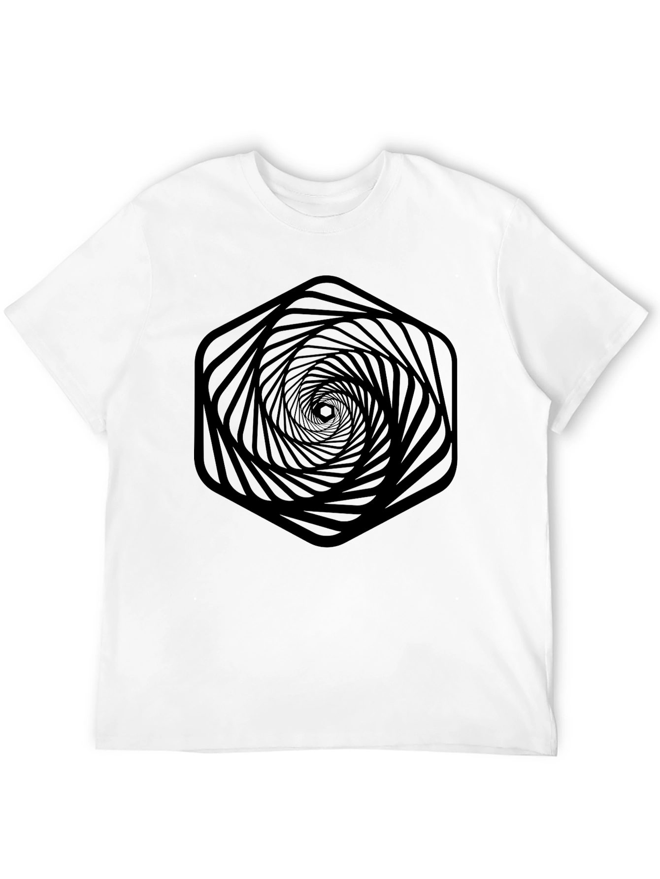 Abstract Hexagon Vortex Graphic T-Shirt