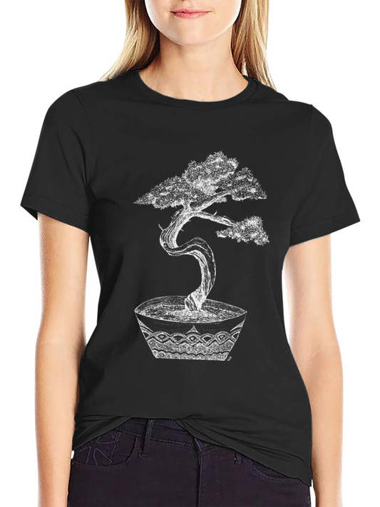Bonsai Tree Graphic Tee - Artistic Black T-Shirt