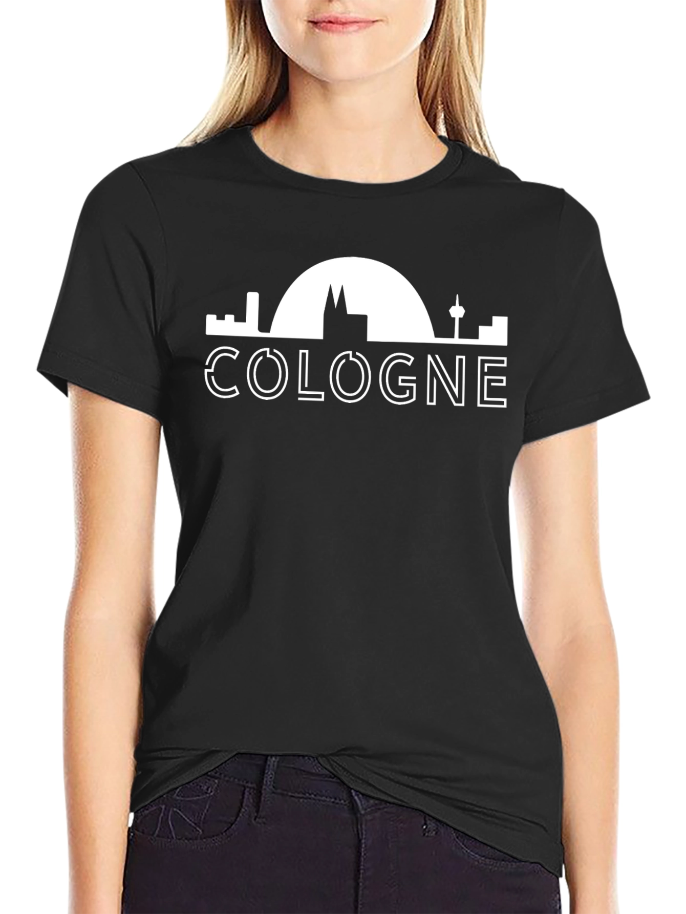 Cologne Germany Skyline Graphic Tee - Black T-Shirt