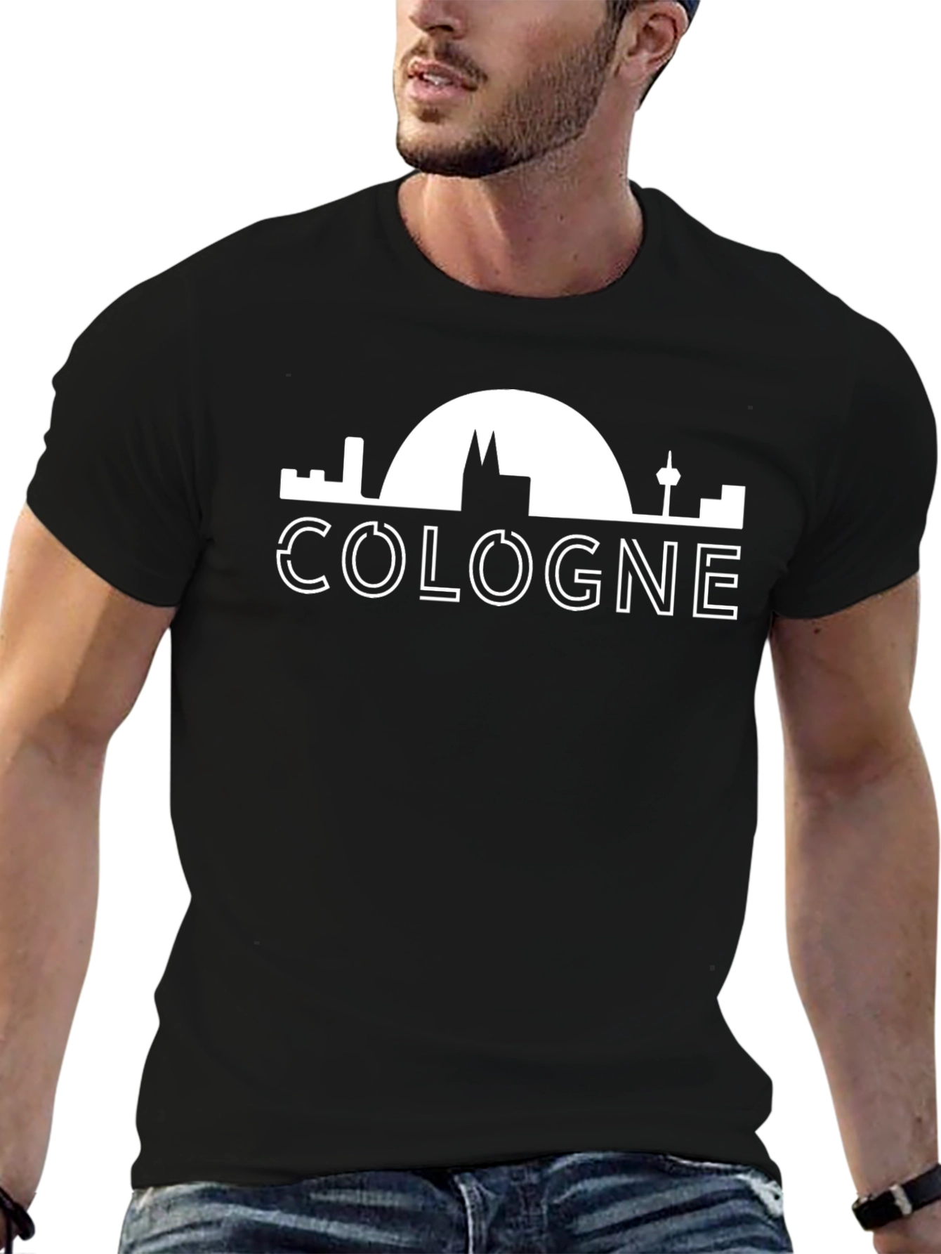Cologne Germany Skyline Graphic Tee - Black T-Shirt