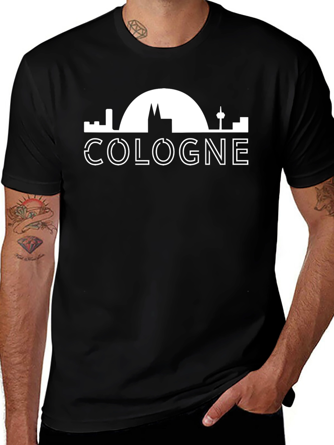 Cologne Germany Skyline Graphic Tee - Black T-Shirt
